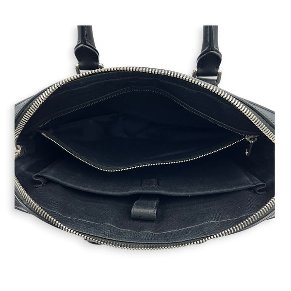 Ophidia Black Briefcase in Coated Canvas, Silver hardware