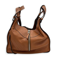 Hammock Large Brown Shoulder Bag in Calfskin, Silver hardware