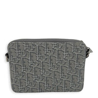 Double Zipped Grey Crossbody Bag in Jacquard, Gunmetal hardware