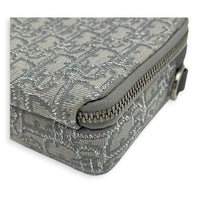 Double Zipped Grey Crossbody Bag in Jacquard, Gunmetal hardware
