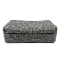 Double Zipped Grey Crossbody Bag in Jacquard, Gunmetal hardware