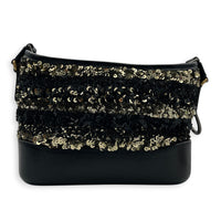 Gabrielle Small Black & Gold Sequin Shoulder Bag in Sequins, Mixed hardware