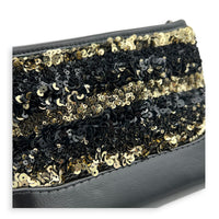 Gabrielle Small Black & Gold Sequin Shoulder Bag in Sequins, Mixed hardware