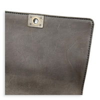 Boy Reverso Brown Wallet On Chain in Calfskin, Ruthenium hardware