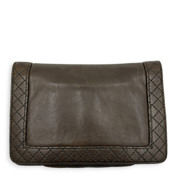 Boy Reverso Brown Wallet On Chain in Calfskin, Ruthenium hardware