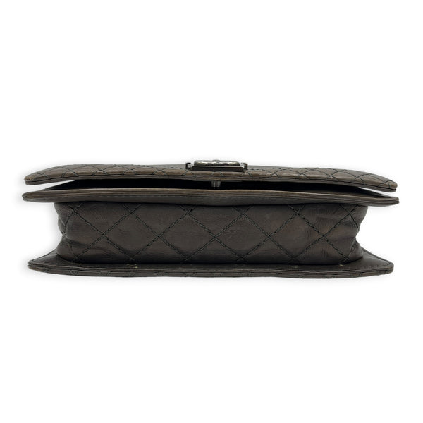 Boy Reverso Brown Wallet On Chain in Calfskin, Ruthenium hardware