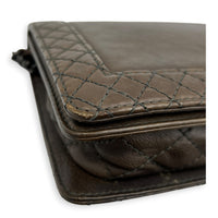 Boy Reverso Brown Wallet On Chain in Calfskin, Ruthenium hardware