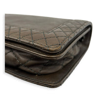 Boy Reverso Brown Wallet On Chain in Calfskin, Ruthenium hardware