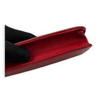 Timeless CC Wallet On Chain Red in Caviar Leather, Silver hardware