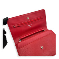 Timeless CC Wallet On Chain Red in Caviar Leather, Silver hardware