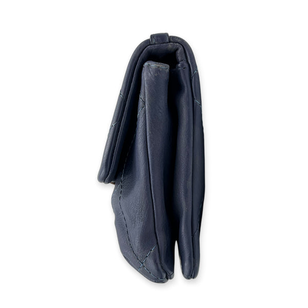 CC Shoulder Bag Small Blue in Lambskin, Silver hardware