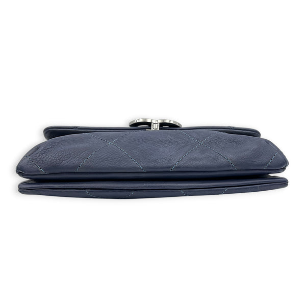 CC Shoulder Bag Small Blue in Lambskin, Silver hardware
