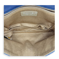 CC Shoulder Bag Small Blue in Lambskin, Silver hardware