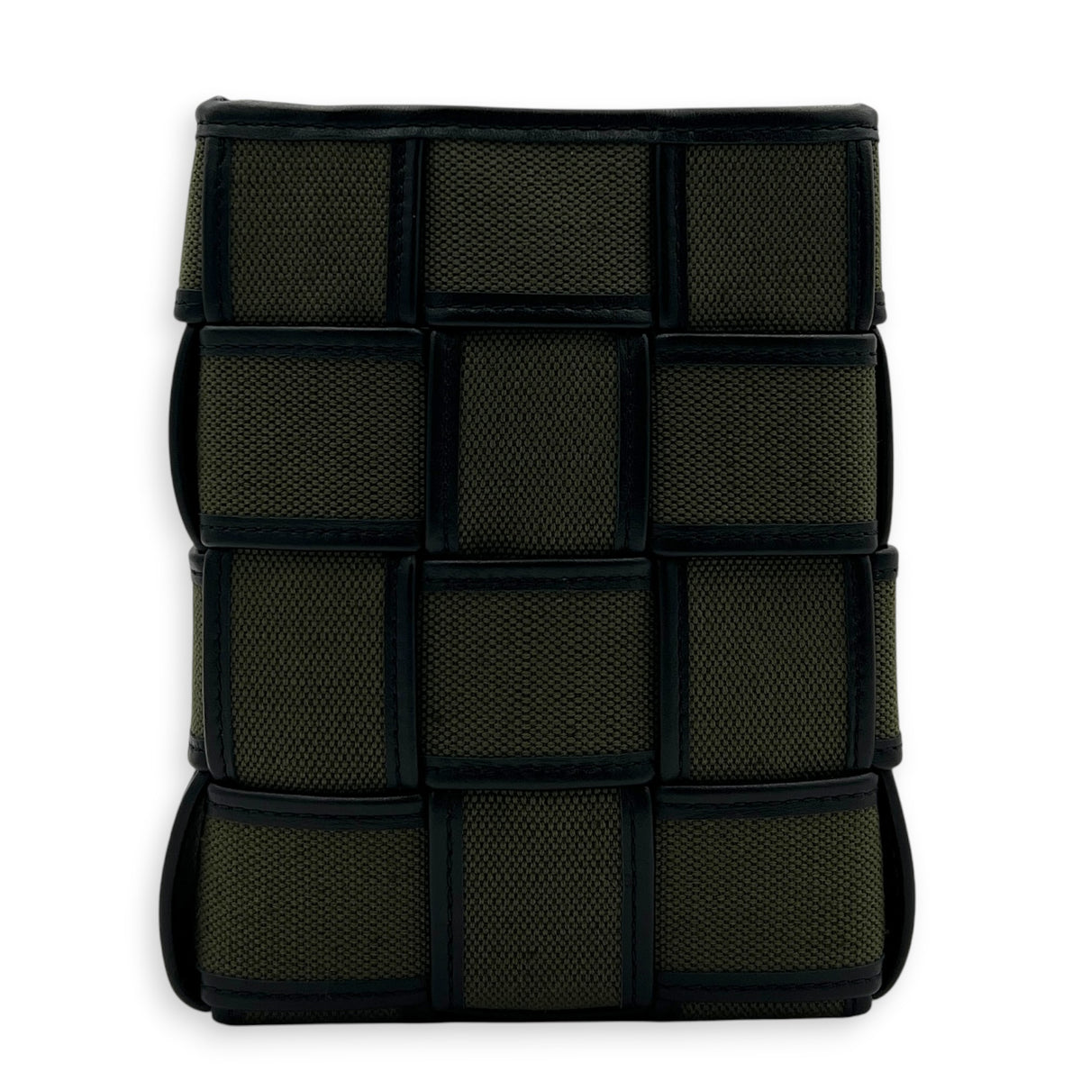 Cassette Vertical Green Crossbody Bag in Canvas, Silver hardware