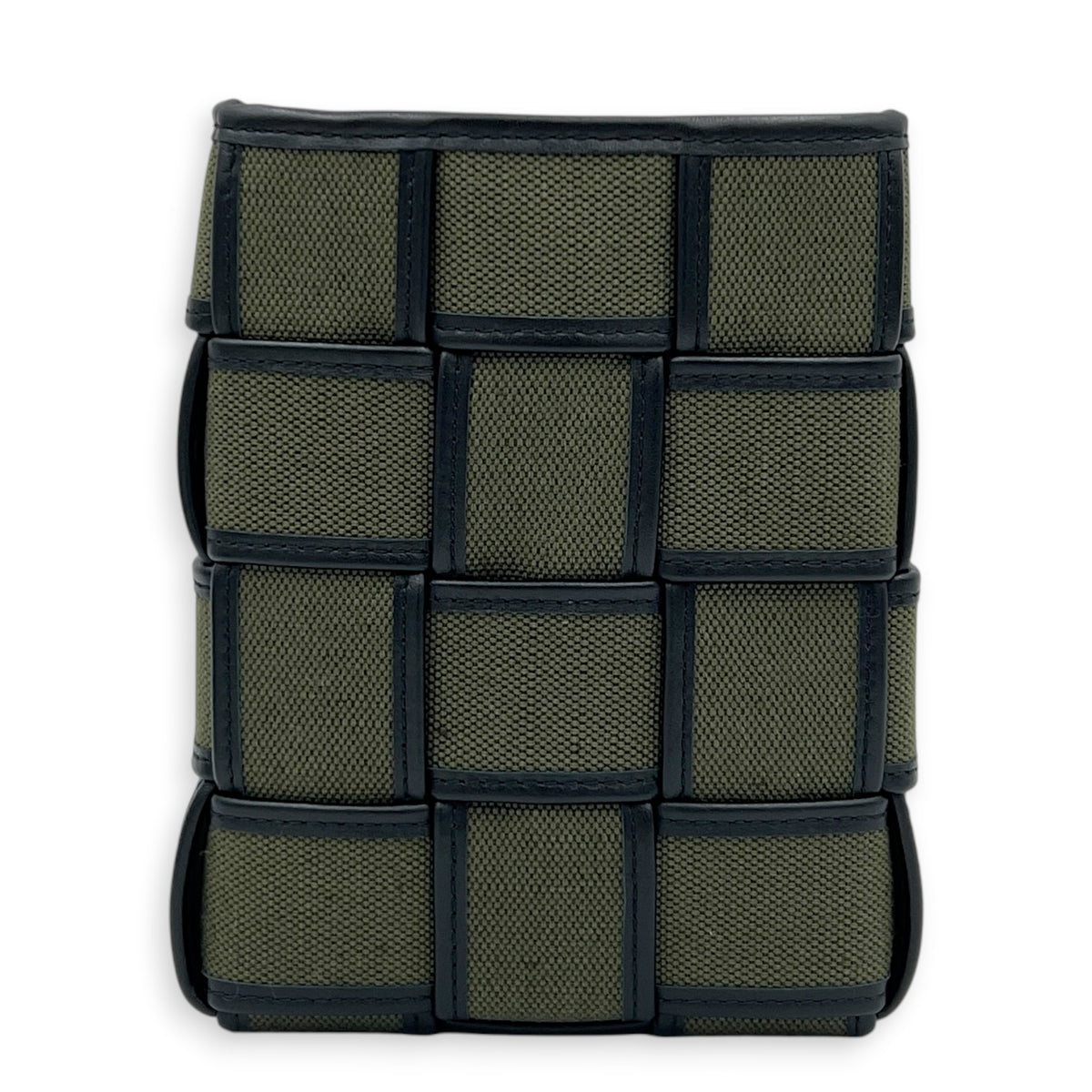 Cassette Vertical Green Crossbody Bag in Canvas, Silver hardware