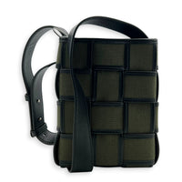 Cassette Vertical Green Crossbody Bag in Canvas, Silver hardware