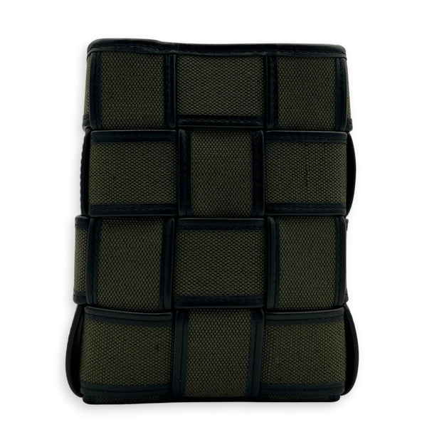 Cassette Vertical Green Crossbody Bag in Canvas, Silver hardware