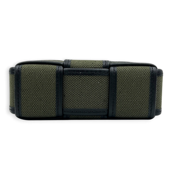 Cassette Vertical Green Crossbody Bag in Canvas, Silver hardware