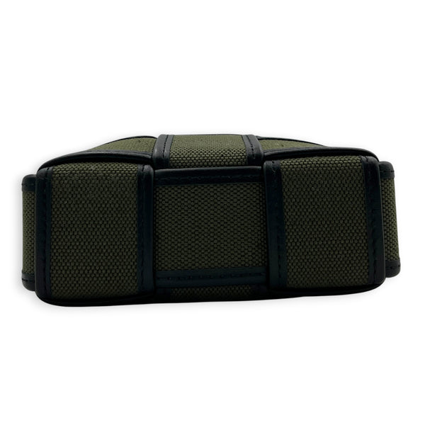 Cassette Vertical Green Crossbody Bag in Canvas, Silver hardware