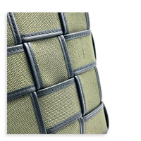 Cassette Vertical Green Crossbody Bag in Canvas, Silver hardware