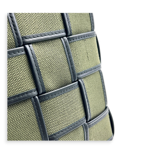 Cassette Vertical Green Crossbody Bag in Canvas, Silver hardware