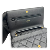 Boy Wallet On Chain Black in Lambskin, Gold hardware