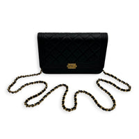 Boy Wallet On Chain Black in Lambskin, Gold hardware