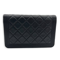 Boy Wallet On Chain Black in Lambskin, Gold hardware