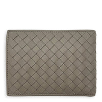 Intrecciato Grey Wallet in Intrecciato Leather, Silver hardware