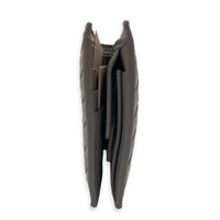 Intrecciato Grey Wallet in Intrecciato Leather, Silver hardware