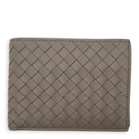 Intrecciato Grey Wallet in Intrecciato Leather, Silver hardware