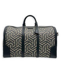GG Caleido Beige Ebony Duffle Bag in Coated Canvas, Silver hardware