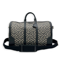 GG Caleido Beige Ebony Duffle Bag in Coated Canvas, Silver hardware