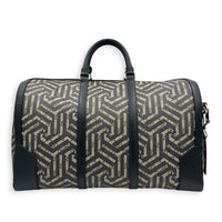 GG Caleido Beige Ebony Duffle Bag in Coated Canvas, Silver hardware