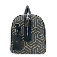 GG Caleido Beige Ebony Duffle Bag in Coated Canvas, Silver hardware