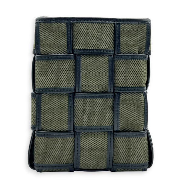 Cassette Vertical Khaki Crossbody Bag in Canvas,  hardware