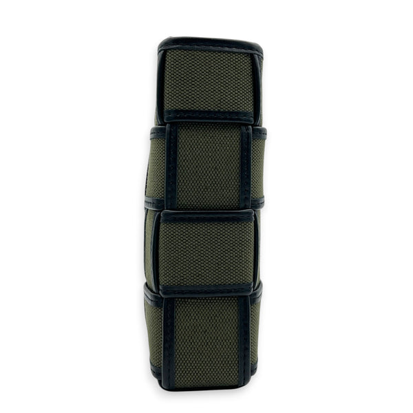 Cassette Vertical Khaki Crossbody Bag in Canvas,  hardware