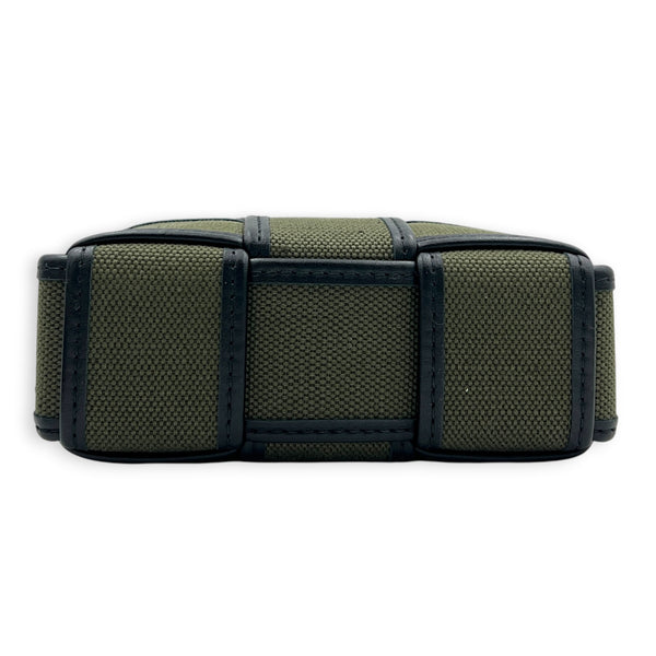 Cassette Vertical Khaki Crossbody Bag in Canvas,  hardware