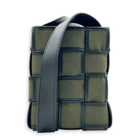 Cassette Vertical Khaki Crossbody Bag in Canvas,  hardware
