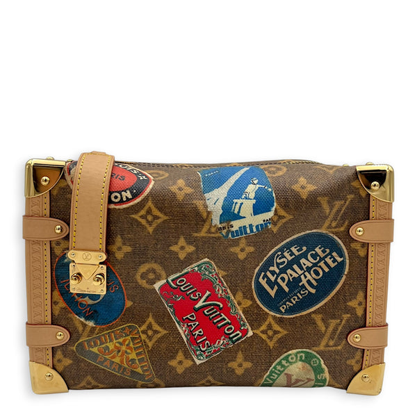 Side Trunk MM Flight Mode Top Handle Bag in Coated Canvas, Gold hardware