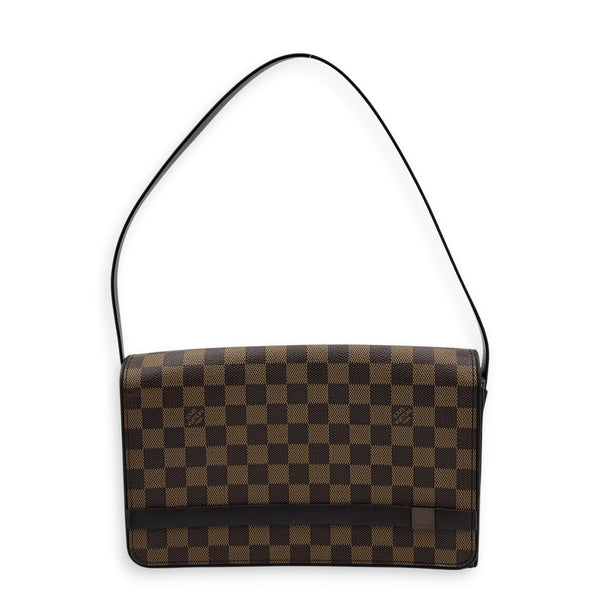 Tribeca Shoulder Bag Brown in Monogram Coated Canvas, Gold hardware
