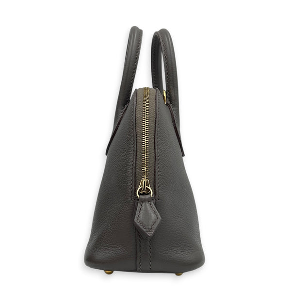 Bolide Mini Gris Etain Top Handle Bag in Evercolor, Gold hardware
