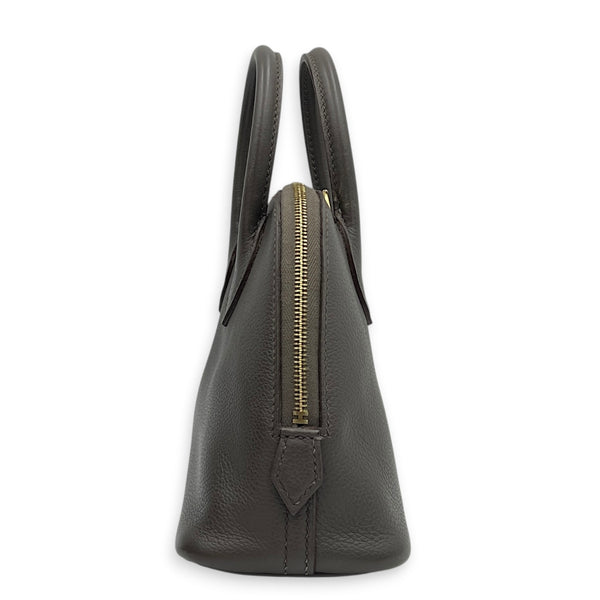 Bolide Mini Gris Etain Top Handle Bag in Evercolor, Gold hardware