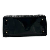 Lady Dior Top Handle Bag Medium Black in Patent Leather, Gold hardware