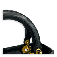 Lady Dior Top Handle Bag Medium Black in Patent Leather, Gold hardware