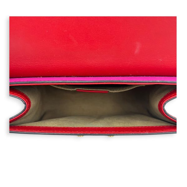 Padlock Small Red/Pink Shoulder Bag in Calfskin, Gold hardware