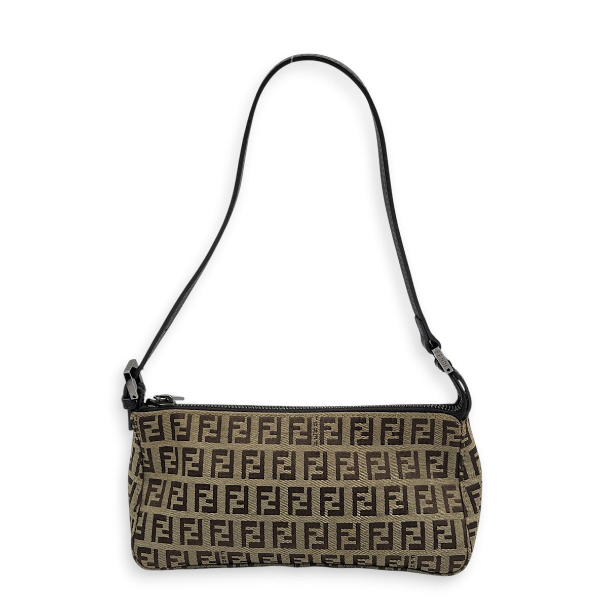 FF Zucca Clutch Brown in Canvas, Gunmetal hardware