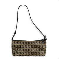FF Zucca Clutch Brown in Canvas, Gunmetal hardware