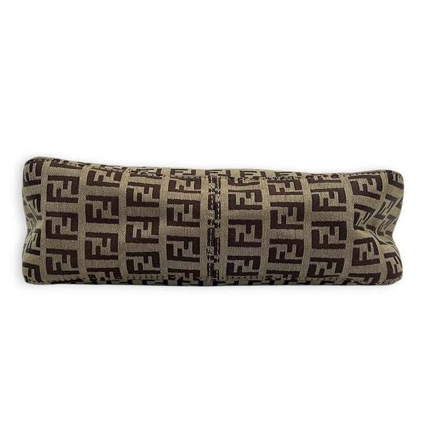 FF Zucca Clutch Brown in Canvas, Gunmetal hardware