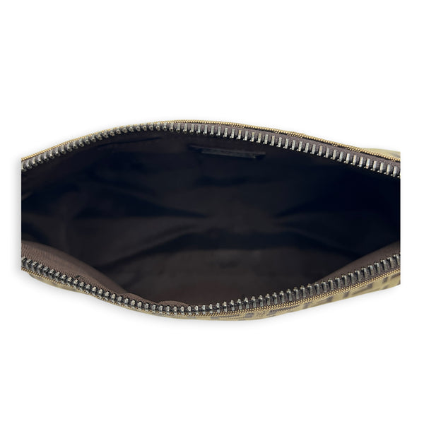 FF Zucca Clutch Brown in Canvas, Gunmetal hardware